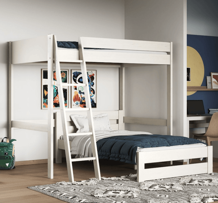 Noomi Tera 2 Small Double High Sleeper L Shaped Bunk Bed In White