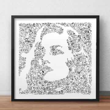 Vanessa Paradis Print Doodle Art Froma Ink Drawing Drawinside