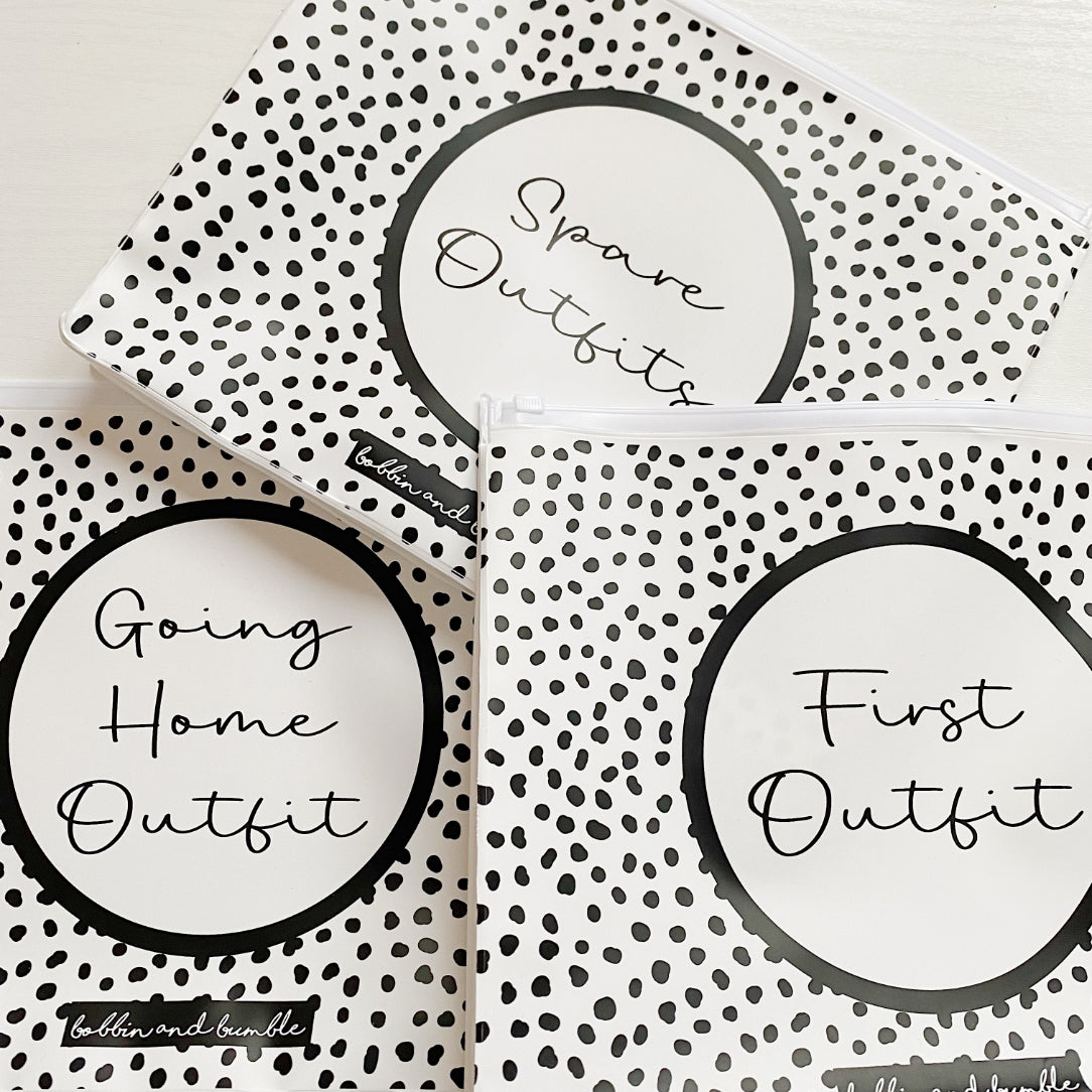 Unisex Zip Lock Hospital Organiser Bags Spotty Print Bobbin And Bumble