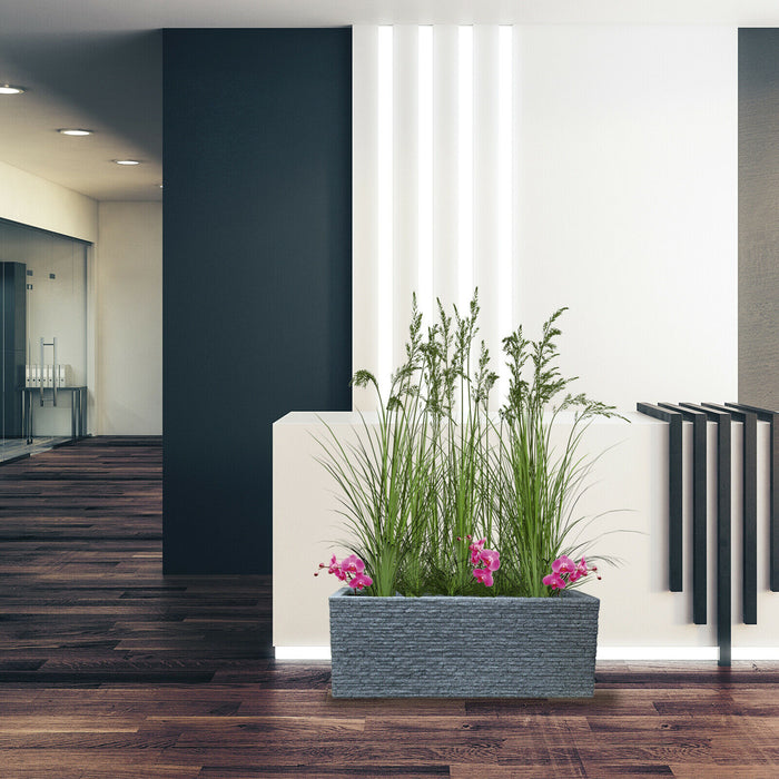 Large 60cm Slate Grey Trough Planter Plastic Plant Pot Deep Rectangle Cheerful Bargains Ltd