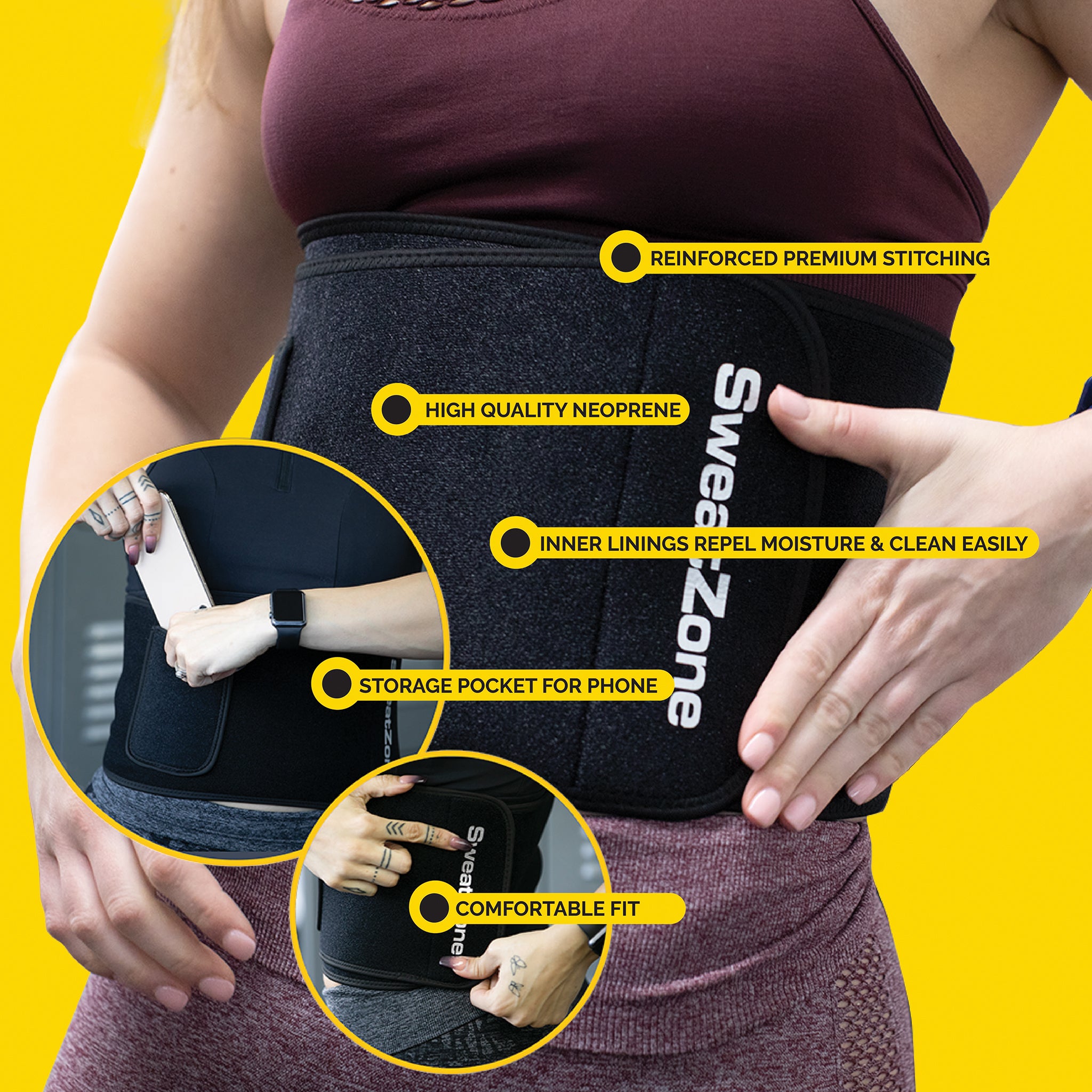Sweatzone Waist Trimmer Workout Sweat Belt Sweatzone