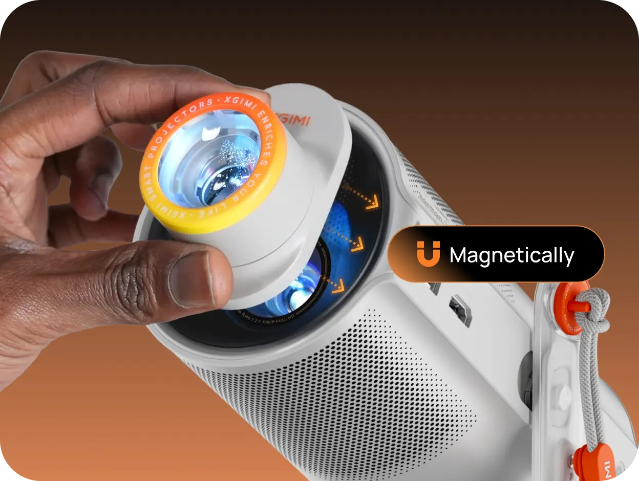 XGIMI MoGo 4 Laser Portable Triple Laser Projector - Magnetic Creative Filter Flip, Snap, Chill  Transforming your space has never been simpler. Just flip off the lights, snap on the Magnetic Creative Filter, and vibe out.