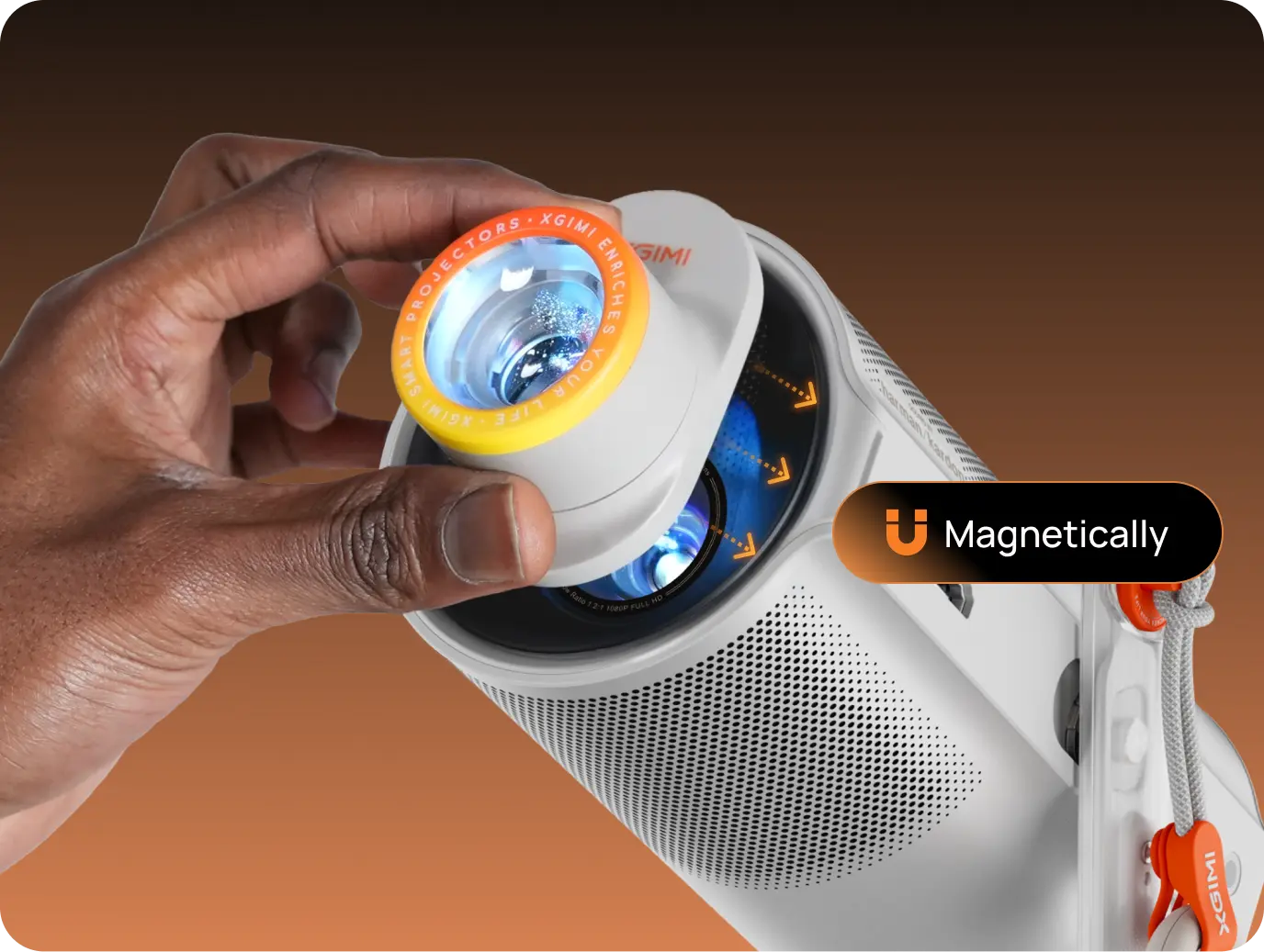 XGIMI MoGo 4 Laser Portable Triple Laser Projector - Magnetic Creative Filter Flip, Snap, Chill  Transforming your space has never been simpler. Just flip off the lights, snap on the Magnetic Creative Filter, and vibe out.