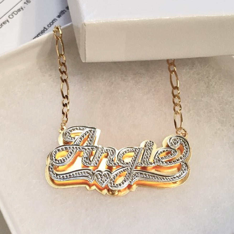 Double Plated Nameplate Necklace Aubrey O Day Be Monogrammed