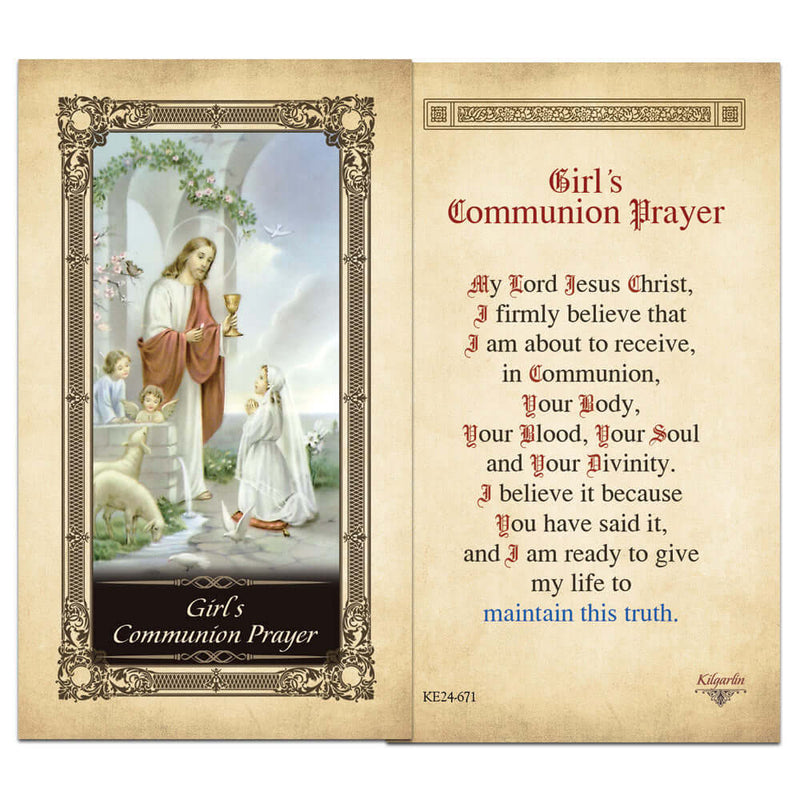 Girl S Communion Prayer Kilgarlin Laminated Prayer Card Shopcatholic