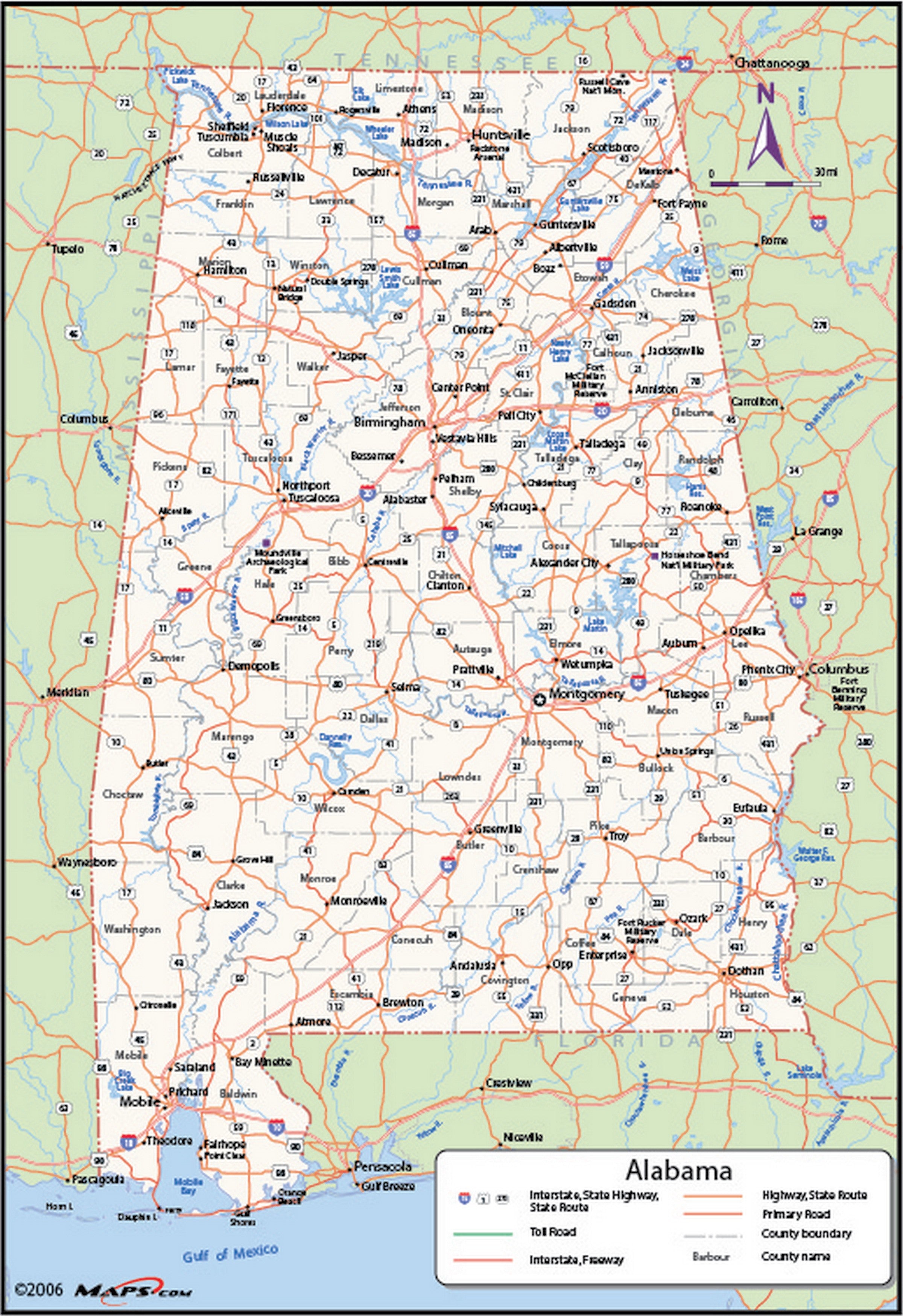 Alabama Map With Counties - Map Of Usa With Rivers