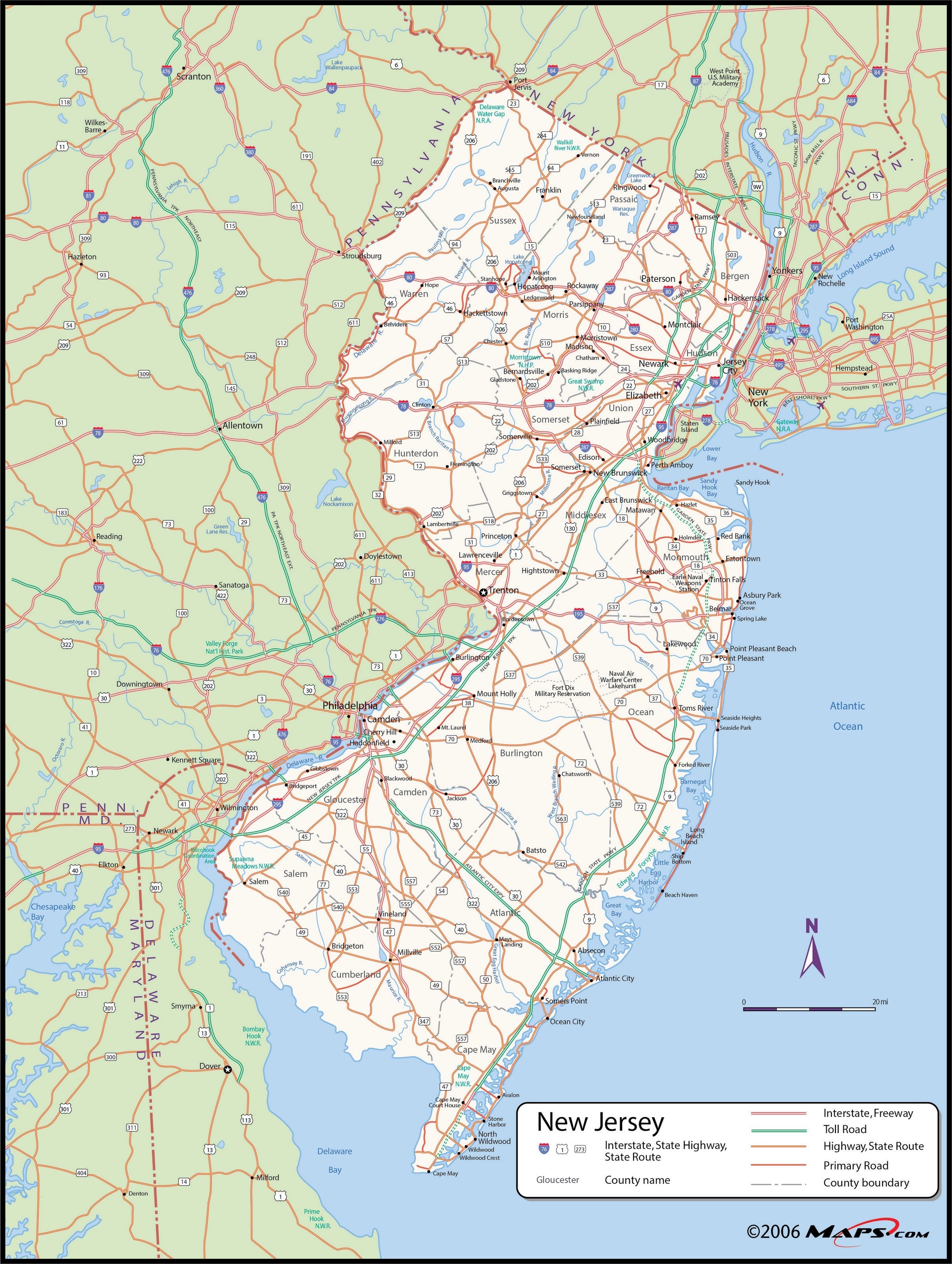 New Jersey County Wall Map Maps Com Com
