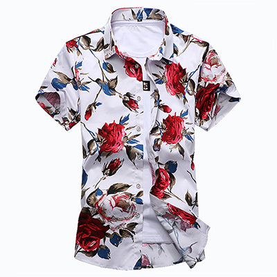 Chemise A Fleur Rouge Homme Flower Tendance