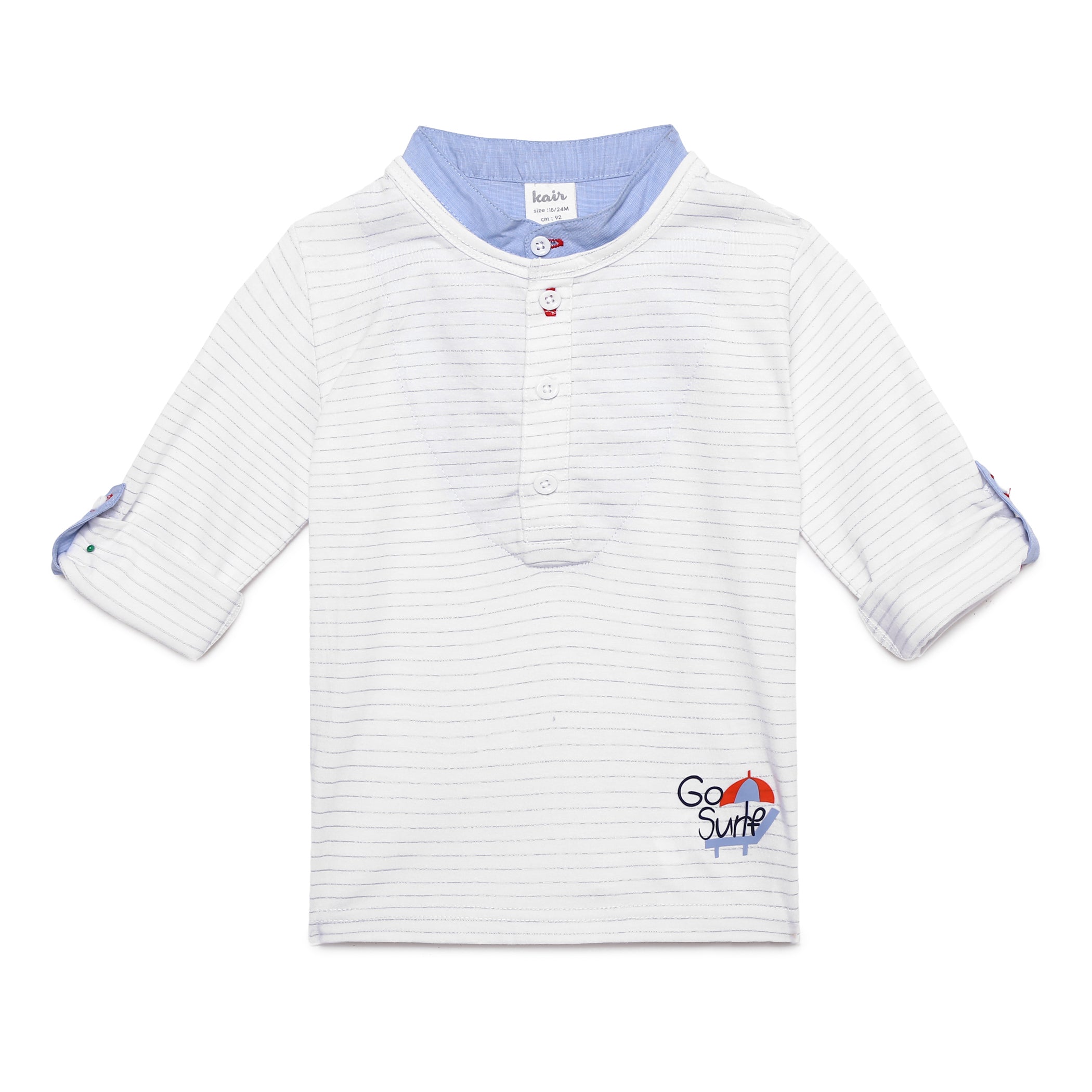 Baby Boys Grandad Collar Roll Up Sleeve T Shirt