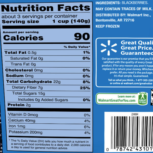 Great Value Frozen Blackberries 16 Oz