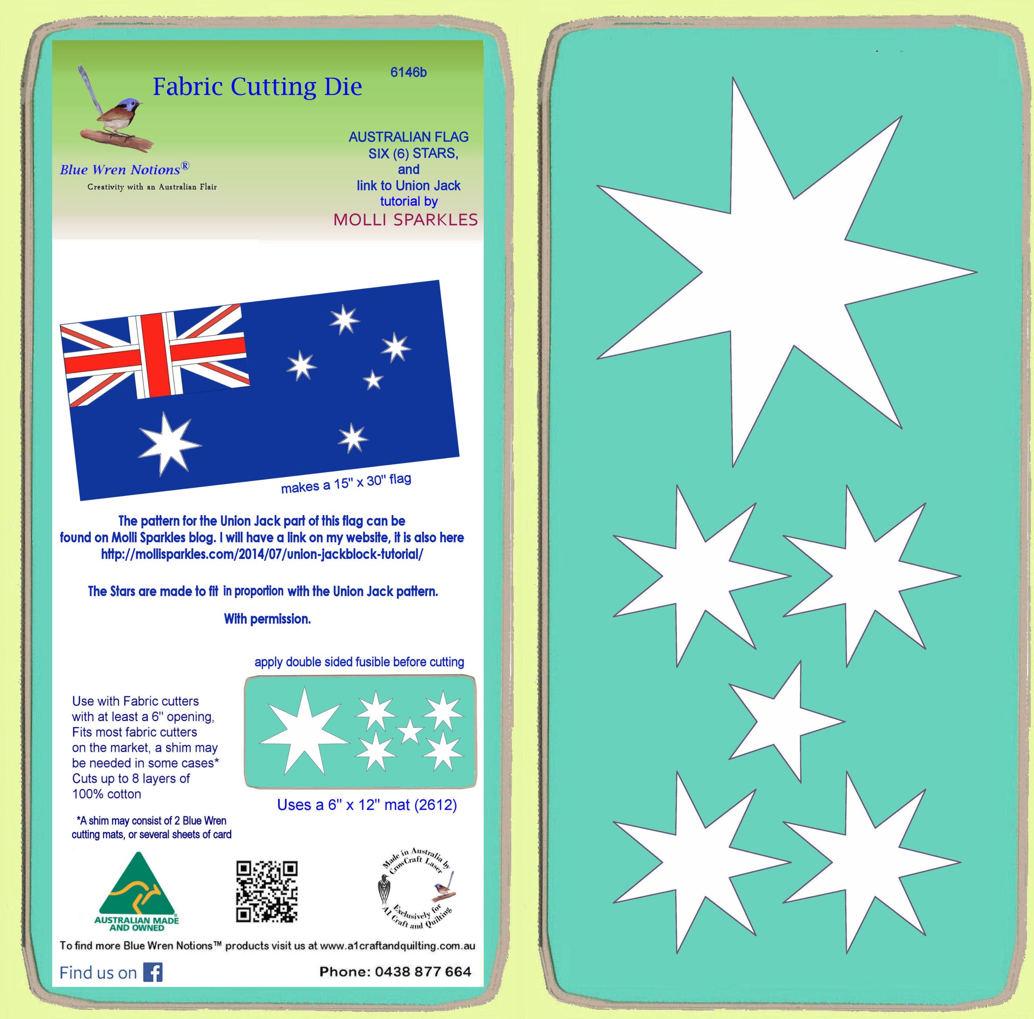 Australian Flag Stars X 6 Stars On Die 6146b Mat Included A1 Craft And Quilting Australia