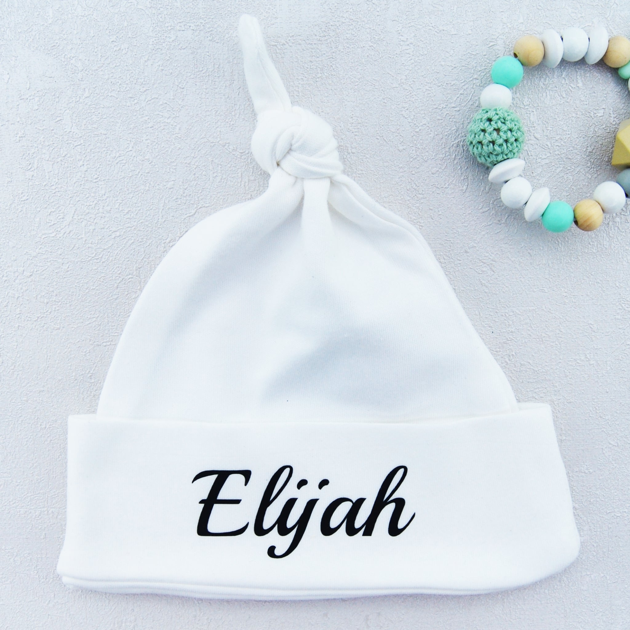Personalised Baby Hat White Knot Hat In Gift Box Sweet Lullabuys
