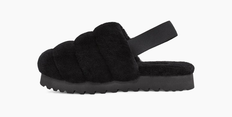 Ugg Womens Super Fluff Slipper Black Island Comfort Footwear Fashion