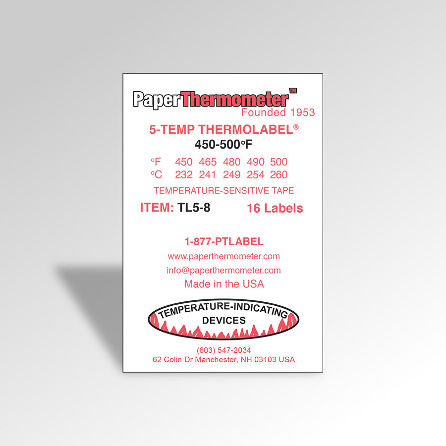5 Temp Thermolabel 450 500 F Temp Labels 5 Temp Range
