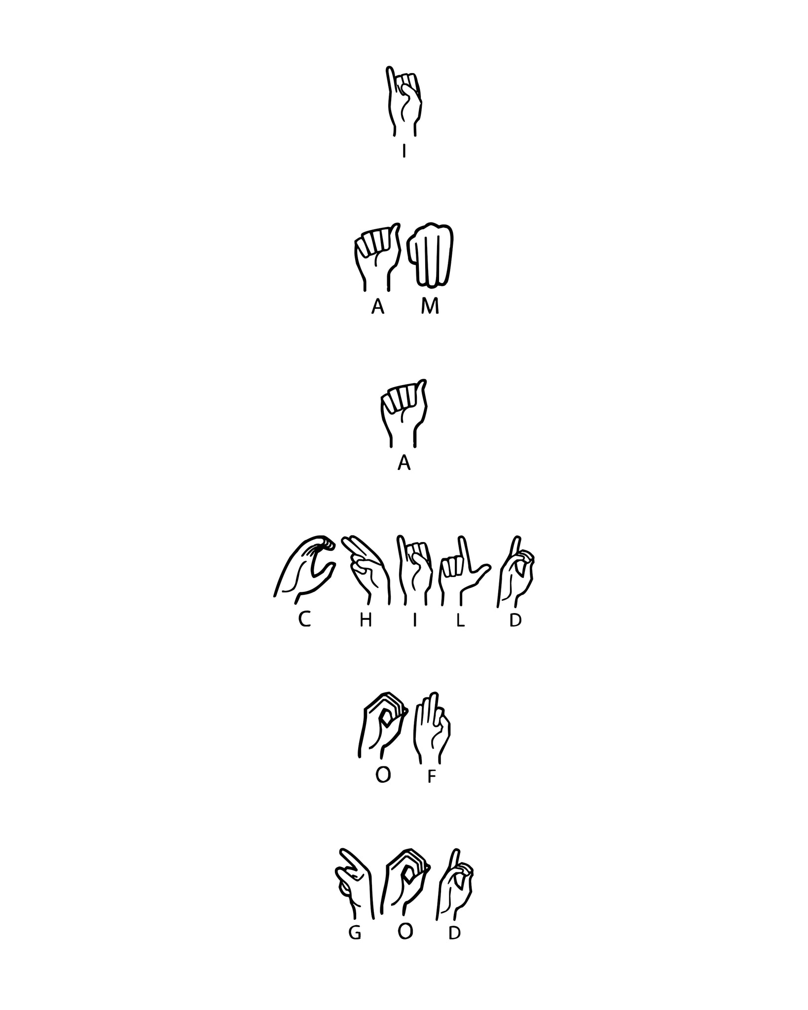 I Am A Child Of God Asl Sign Language 5x7 8x10 11x14 Wall Print Jessica Mandile