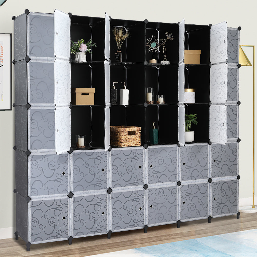 Vingli Plastic Storage Diy Square Stackable Bookshelf Closet Shelves Organizer Bookcase Cabinet With Door