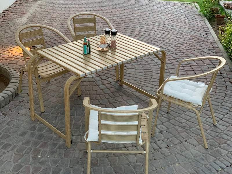 Aluminium Outdoor Table With 4 Chairs Set Patio Garden Lawn Furniture Lucky Home Alu