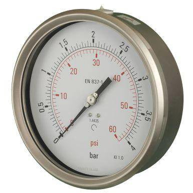 160mm Back Entry All Stainless Steel Pressure Gauge Gnw Instrumentation