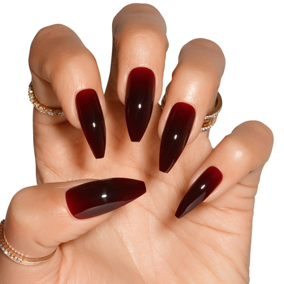 Tres She Press On Instant Nails In Deep Red Jelly Tres She Australia