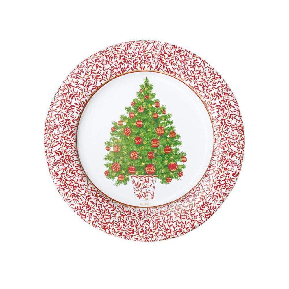 Caspari Decorated Tree Paper Salad Dessert Plates 8 Per Package Caspari Europe