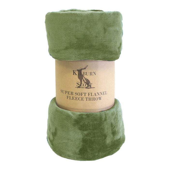 Rolled Flannel Fleece Blanket Throw Pale Sage Green Lulu Loves Home