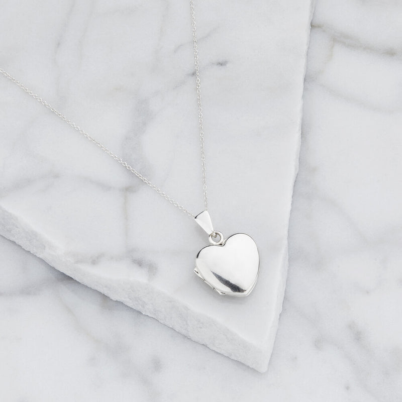 Silver Small Heart Locket Necklace Lily Roo
