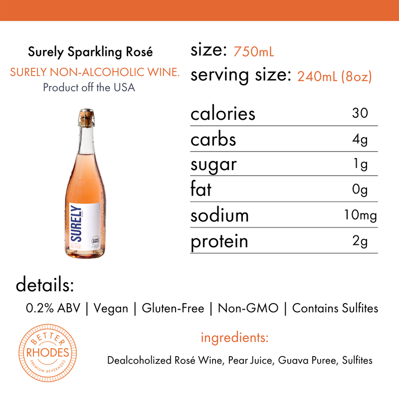 Surely Wine Non Alcoholic Sparkling Rose Wine Better Rhodes