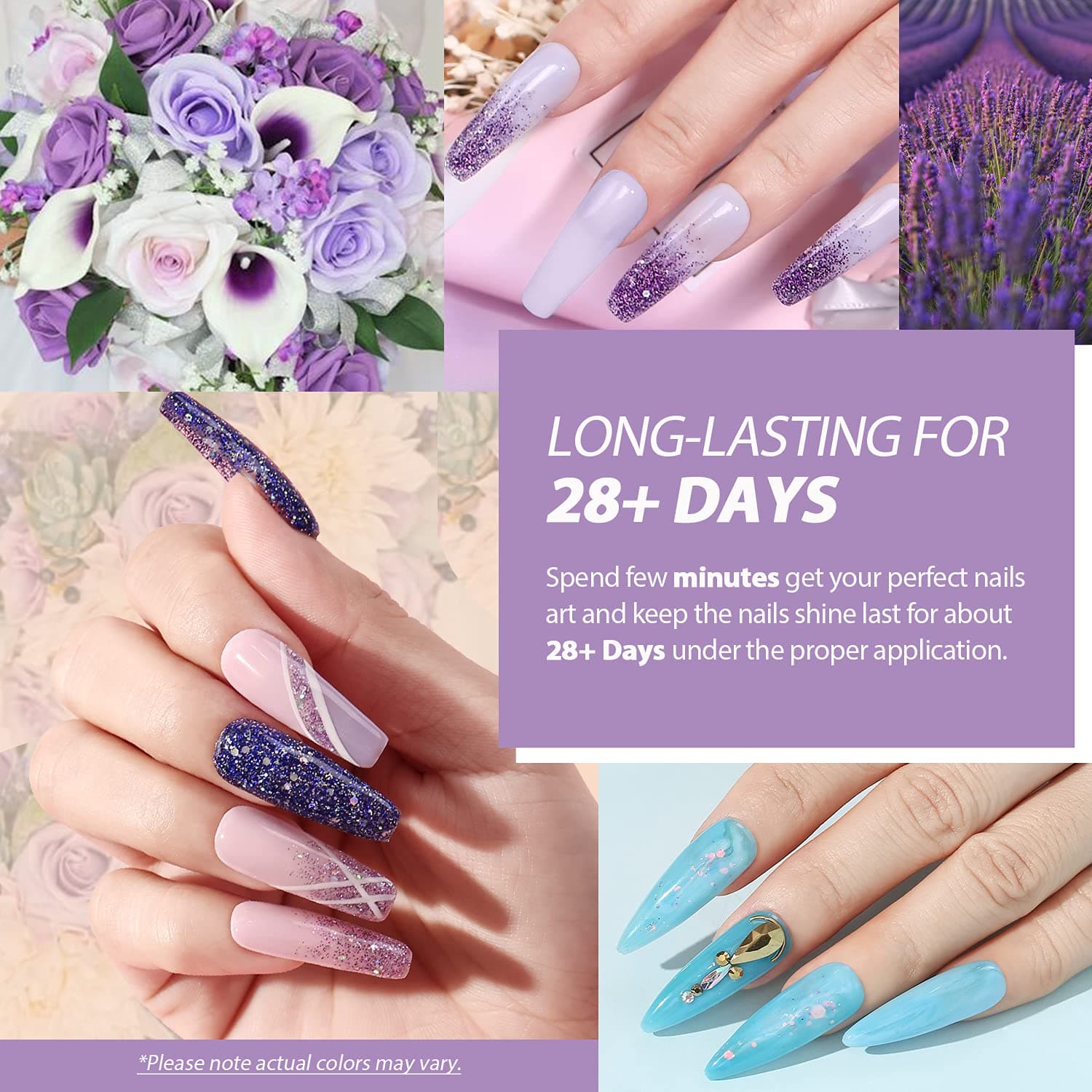 Modelones 24pcs Acrylic Nail Powder Set Nail Kit Lavender Us Only