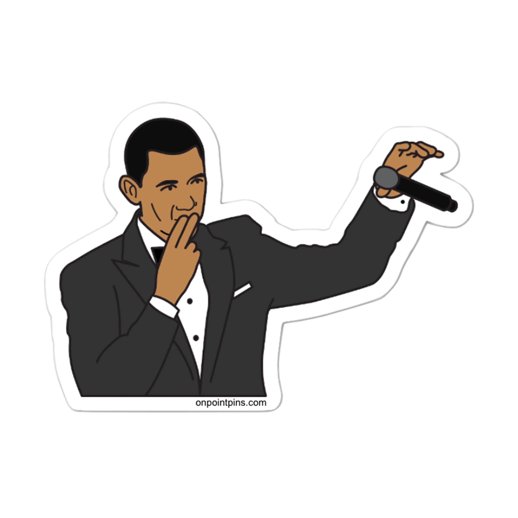 President Barack Obama Mic Drop Meme Die Cut Vinyl Sticker On Point Pins