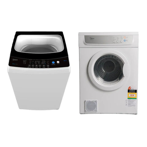 A white washer and dryer combo
