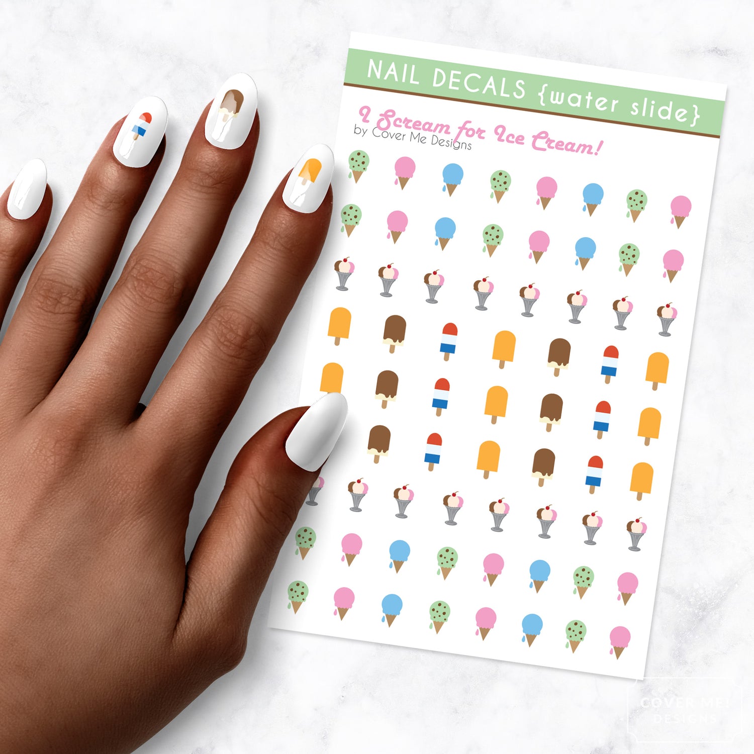 I Scream For Ice Cream Water Slide Nail Decals Cover Me Designs