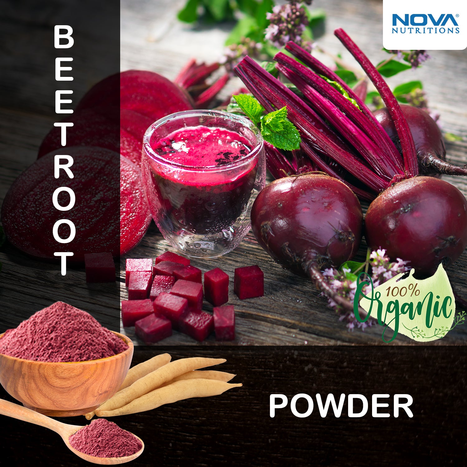Nova Nutritions Certified Organic Beet Root Powder 16 Oz 454 Gm