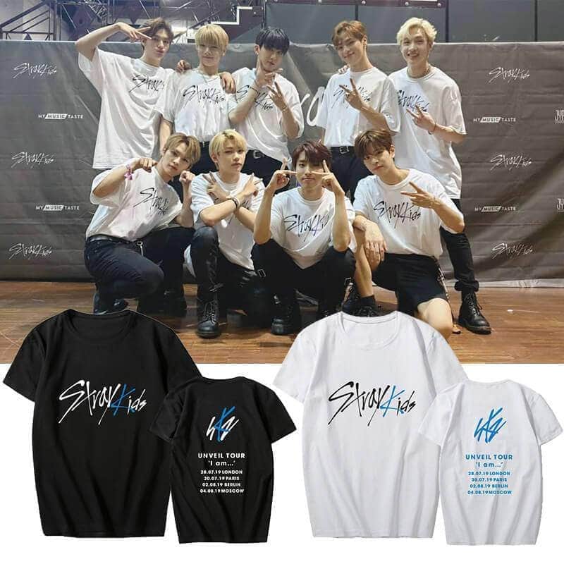 Stray Kids Unveil Tour Concert Printed Casual T Shirt Official Kpop Merchandise Online