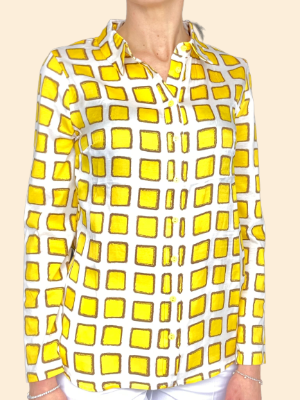 Camicia Donna Con Fantasia Gialla E Spaceonweb