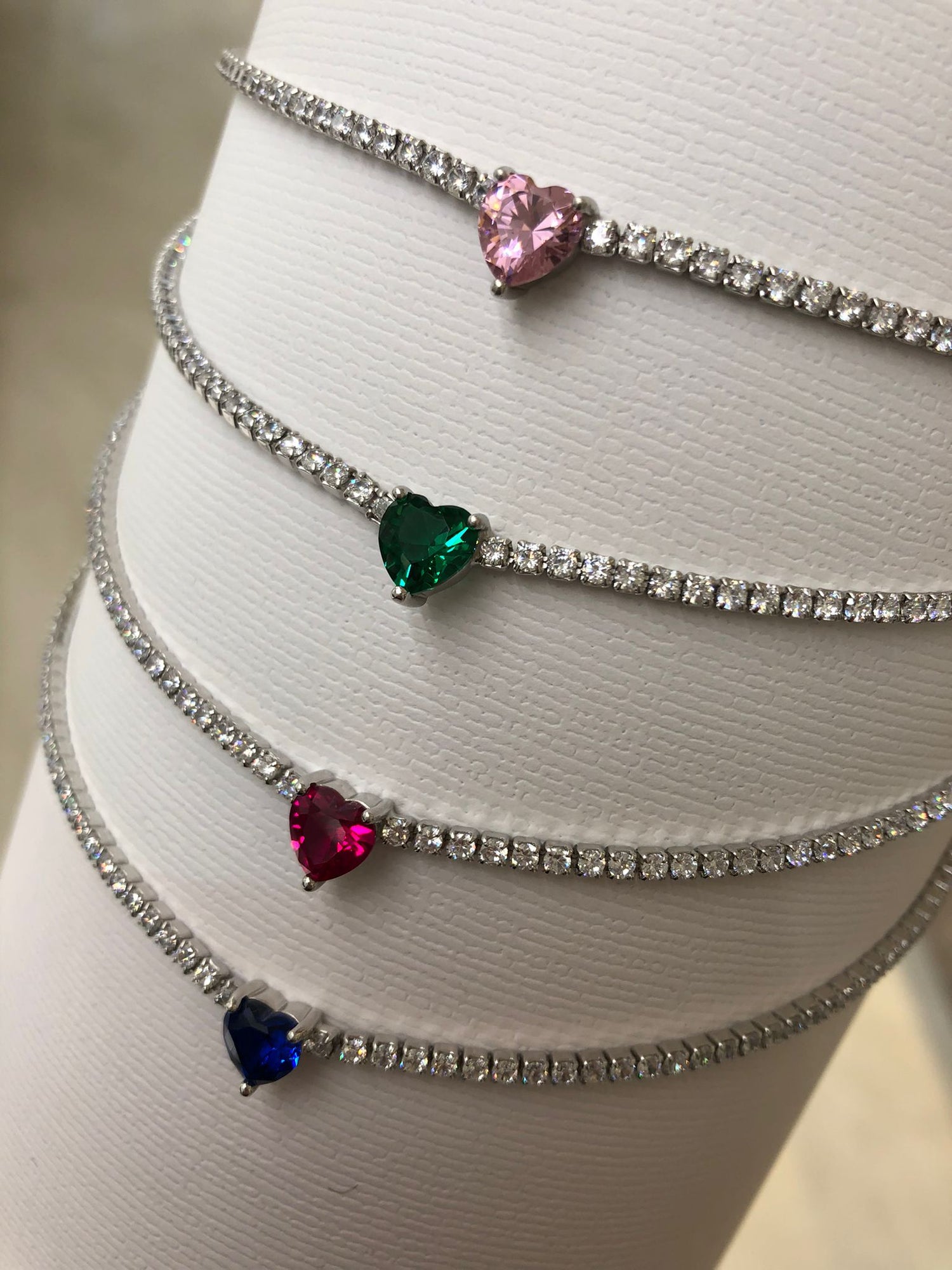 Collana Tennis Donna Zirconi Con Cuore Biondo Gioielli
