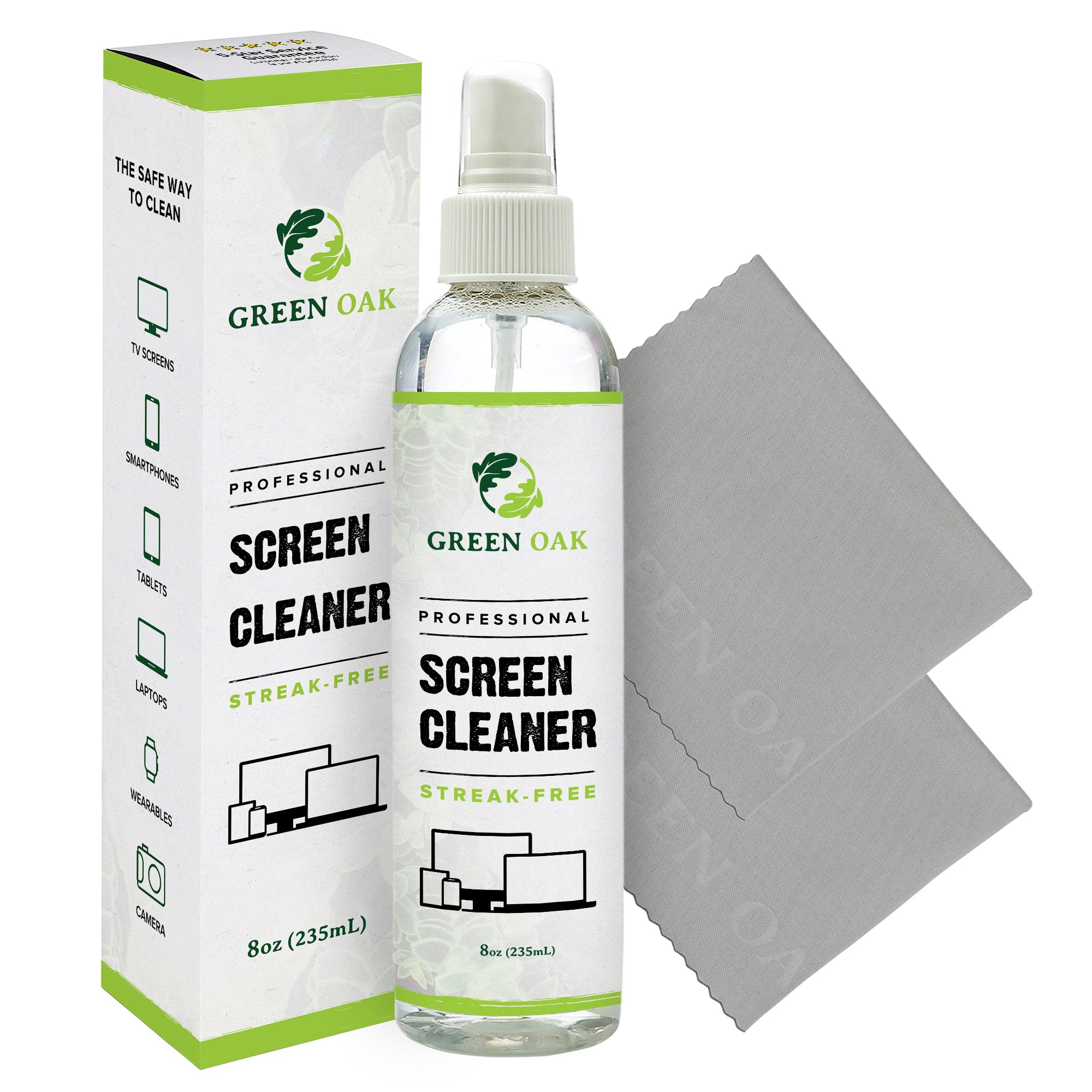 Screen Cleaner Spray Kit 8oz Green Oak Products