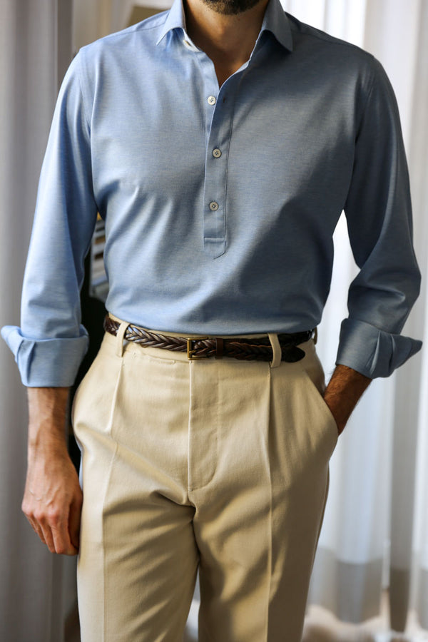 Polo Camicia Da Uomo Manica Lunga In Cotone Pique The Fleece Milano