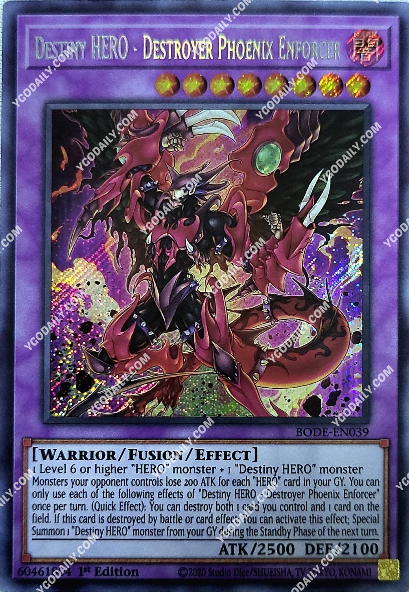Destiny Hero Destroyer Phoenix Enforcer Bode En039 Secret Rare Ygo Daily