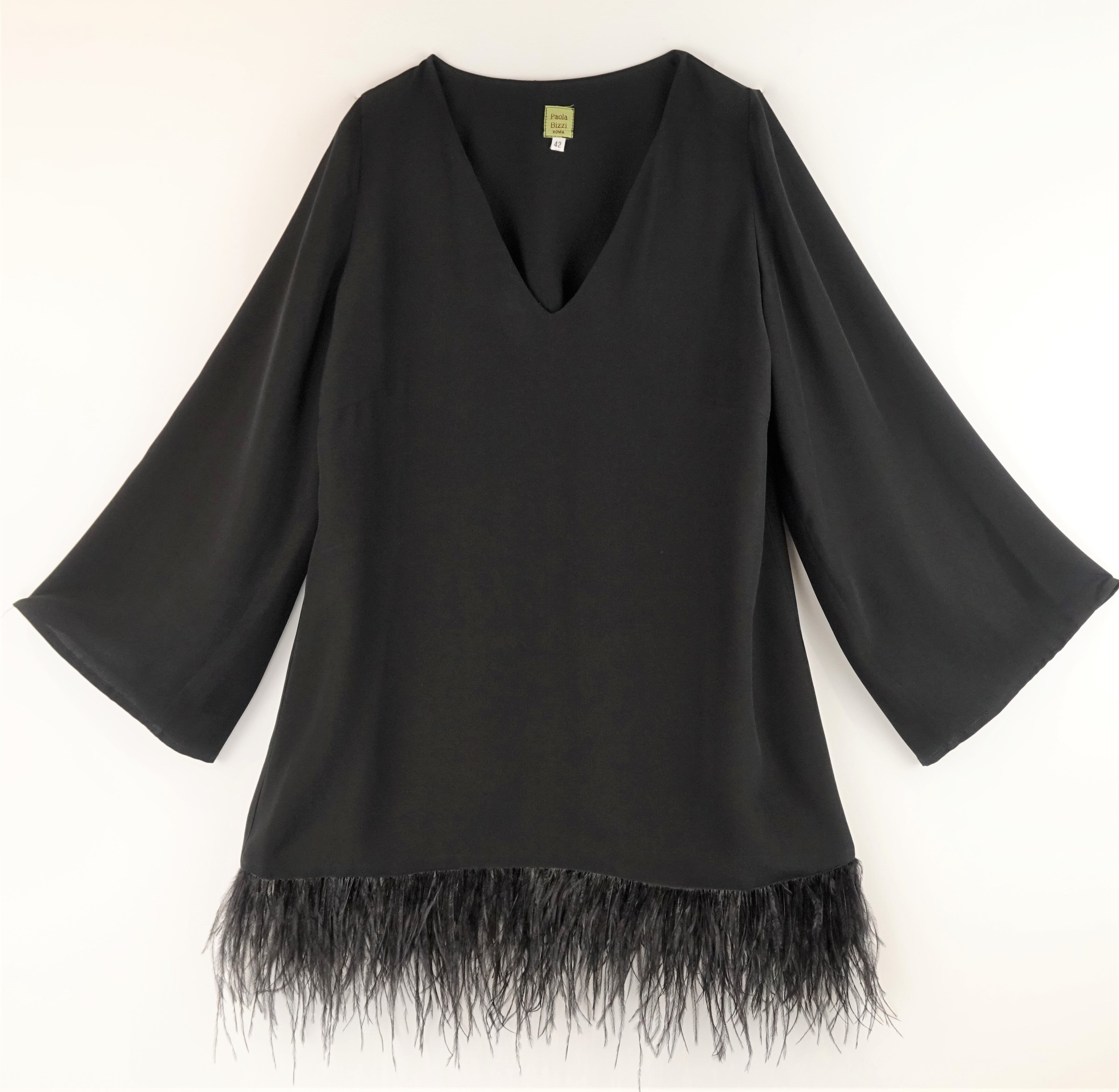 Camicia Con Piume Nera Paola Bizzi