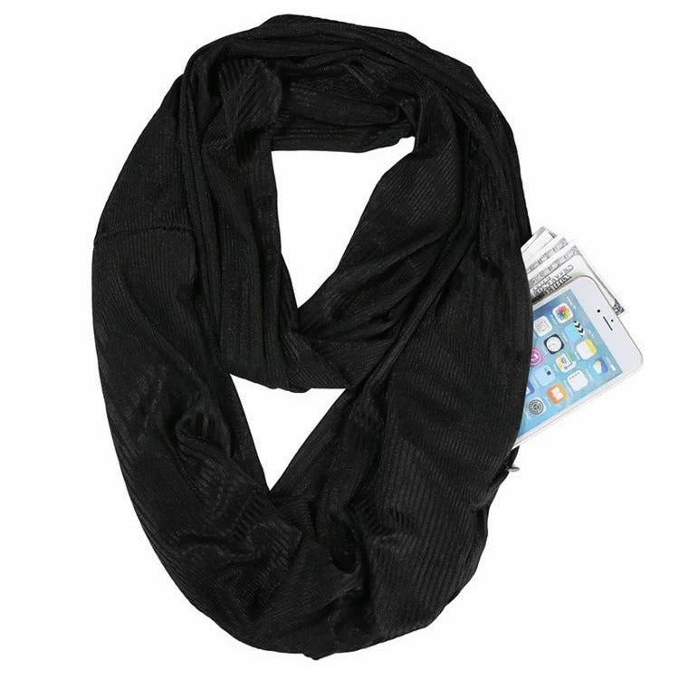 Unisex Scarf With Hidden Zippered Pocket Maluniers