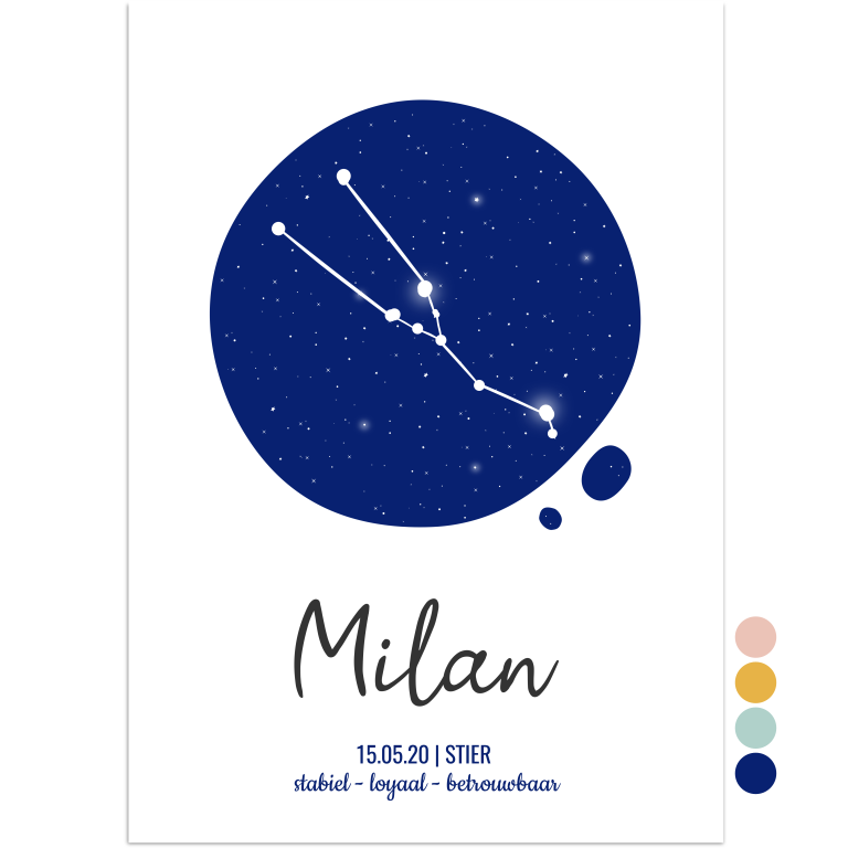 Geboorteposter Sterrenbeeld Stier Print Je Feestje