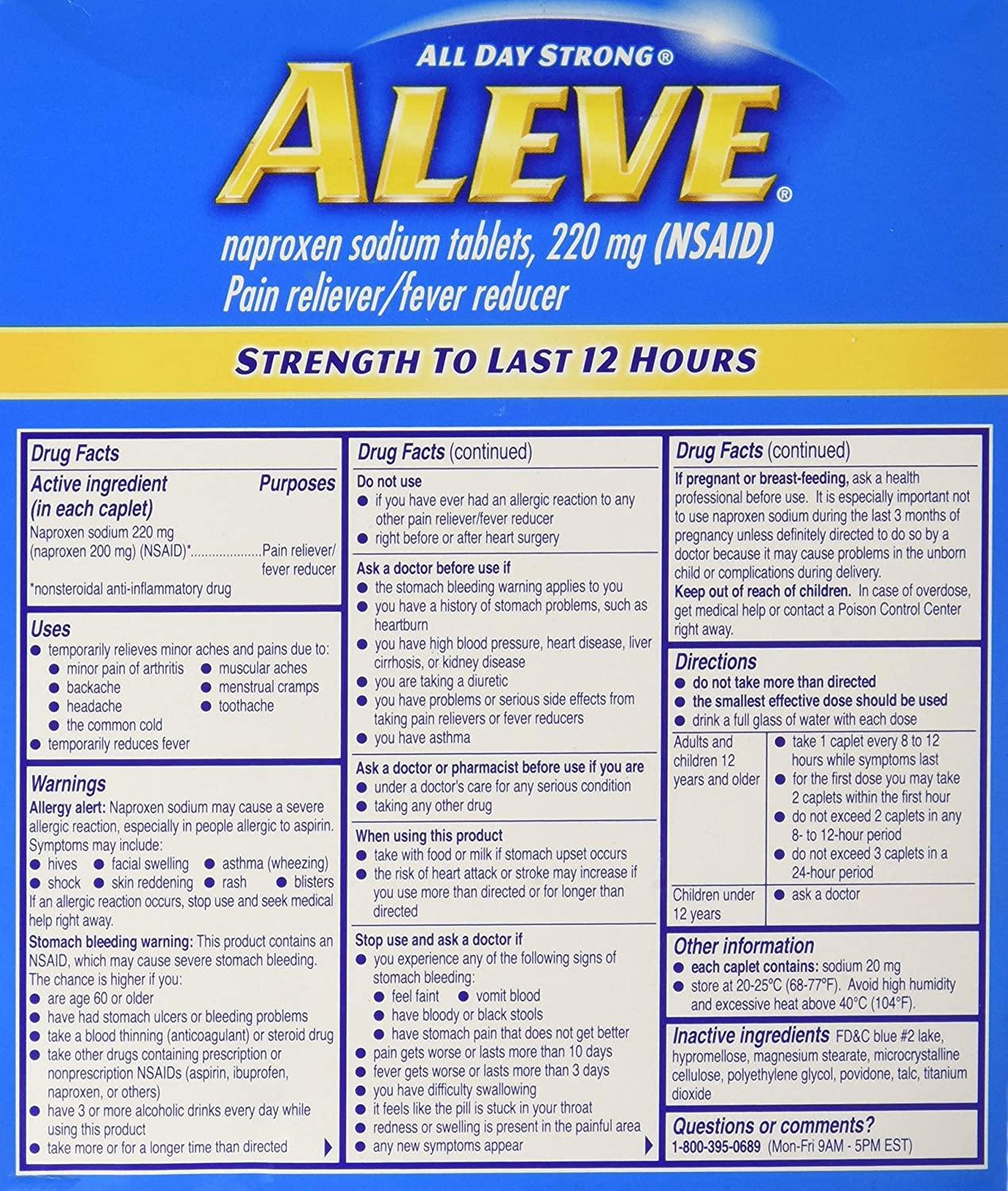 Achetez Aleve 220mg 50 Tabs Livraison Gratuit 60 Quebec Instapharma