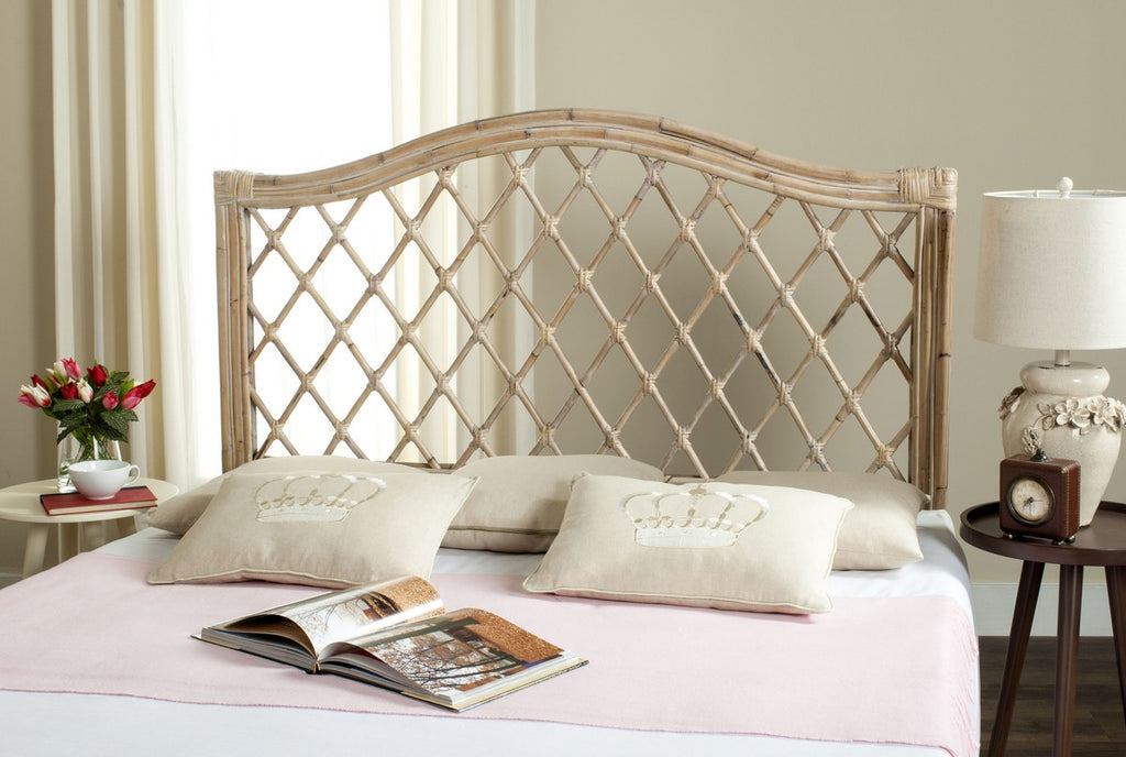 Gabrielle White Washed Wicker Headboard English Elm