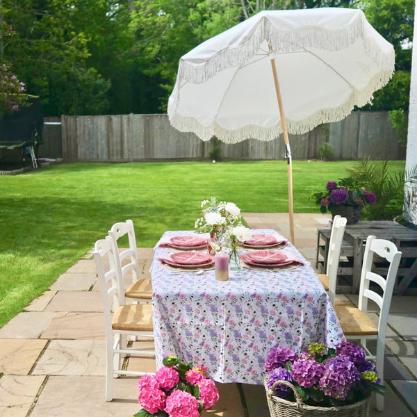 White Fringed Parasol Dress For Dinner