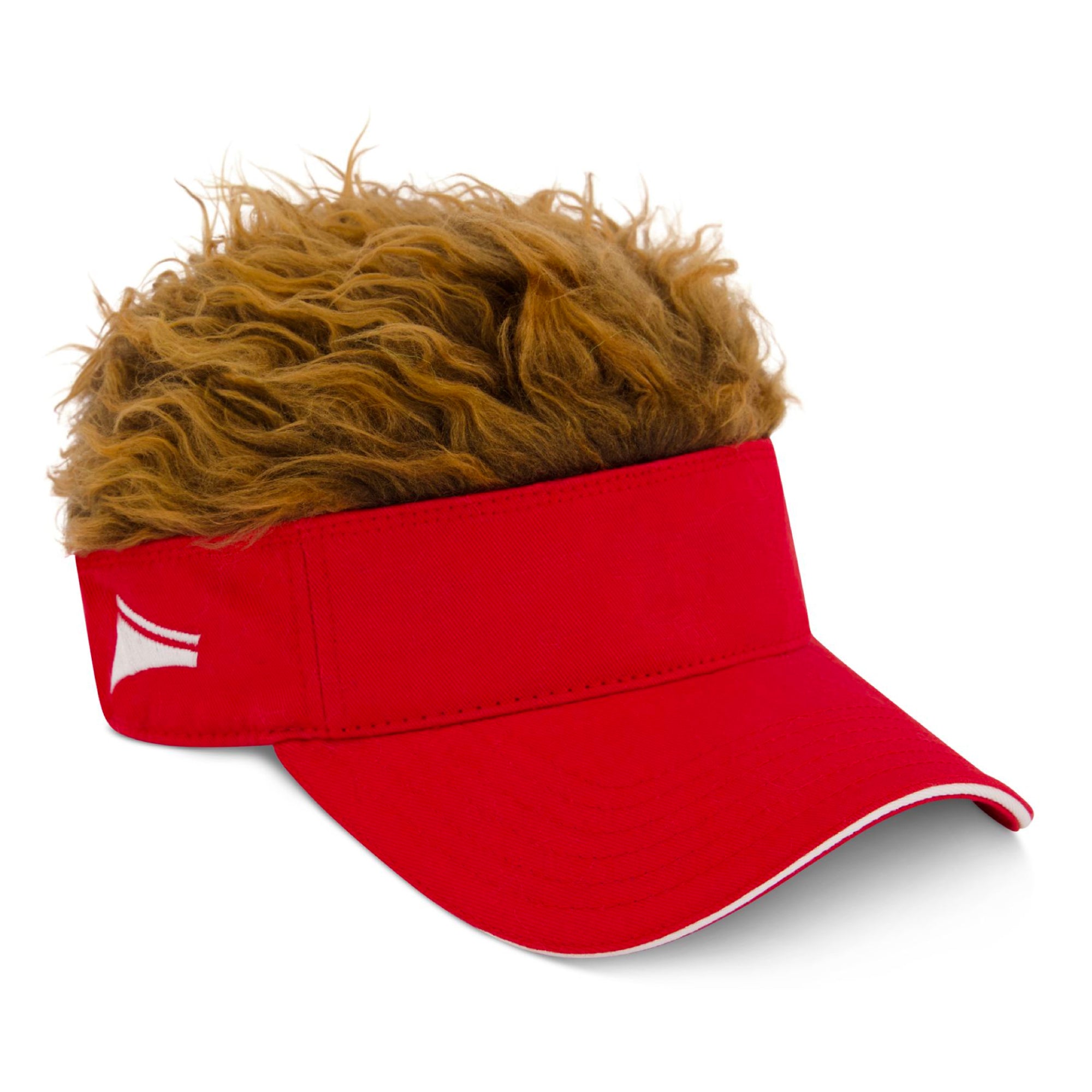 Flair Hair Sun Visor Cap With Fake Brown Hair With Red Adjustable Bas Shop Flair Hair