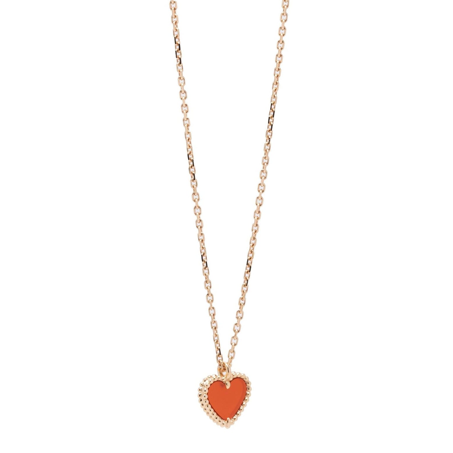 Van Cleef Arpels Sweet Alhambra Carnelian Heart Pendant Necklace W Oliver Jewellery