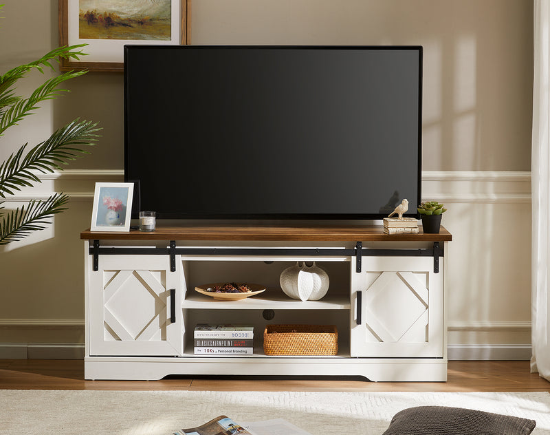 Wampat Farmhouse Tv Stand For Tv Up To 65 Barn Door Media Console Sto Unitedslickmart