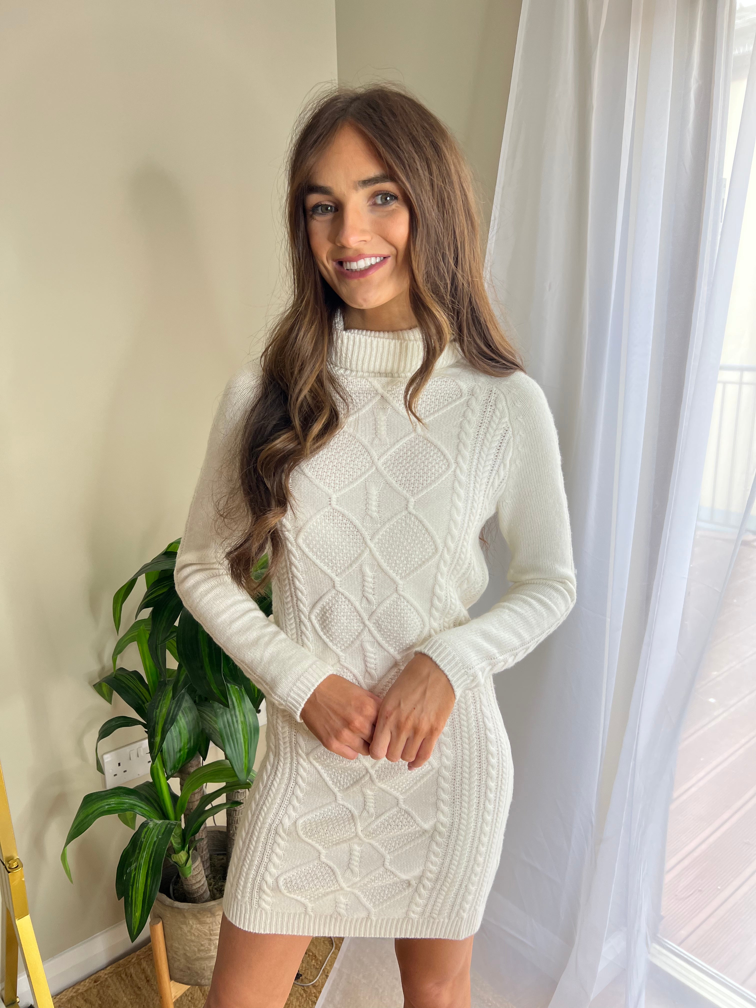Guess Elisabeth Sweater Dress Cream White Spoilt Belle Boutique