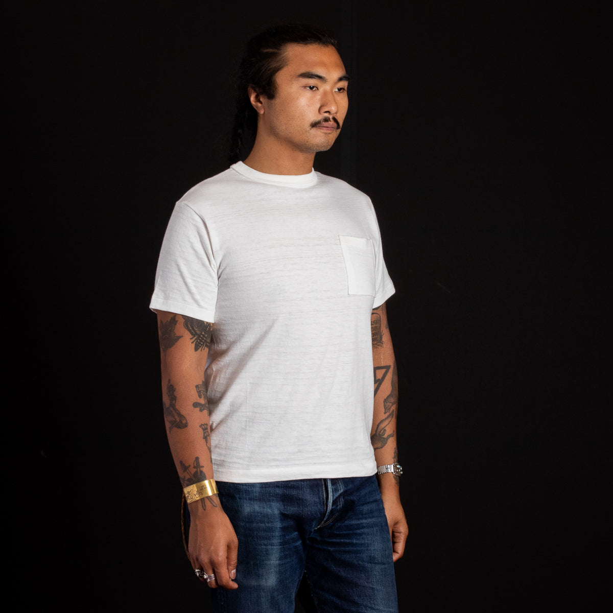 Warehouse Slub Cotton Pocket Tee Off White Standard Strange