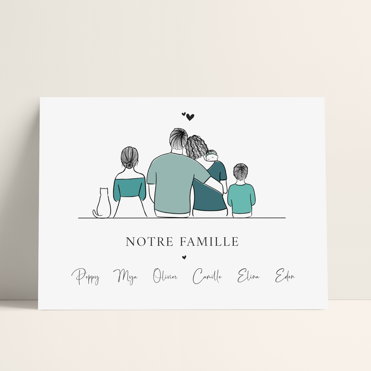 Affiche Portrait De Famille De Dos Personnalisable Jusqu A La Lune